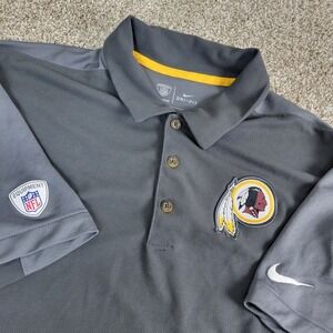 Nike NFL Washington Redskins Mens Medium Gray Performance Stretch Polo SS